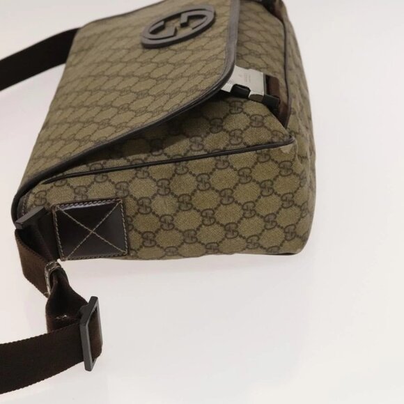 GUCCI GG Supreme Shoulder Bag PVC Beige Silver - Picture 4 of 16